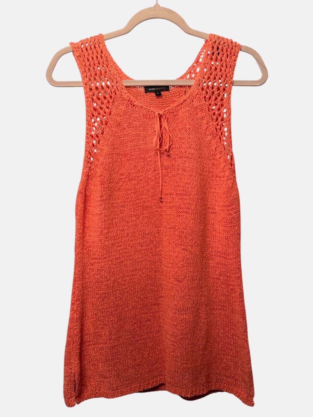 Crochet-Trim Knit Tank Top / Cover Up